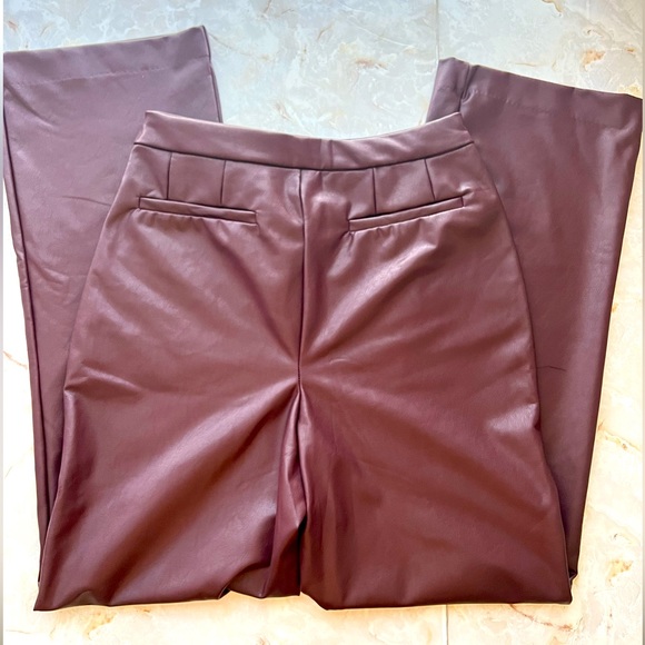 Fashion Nova Julia Faux Leather Chocolate Trouser Pants size Medium - Picture 5 of 13